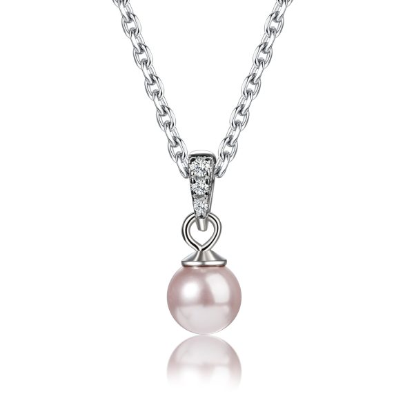 Sterling Silver Child’s Pink Pearl Necklace
