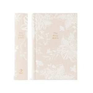 Girl’s Floral White Embroidered Bible with Gold-Gilded Pages