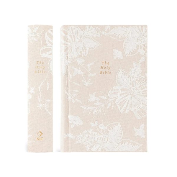 Girl’s Floral White Embroidered Bible with Gold-Gilded Pages