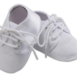 White Boys Baptism Shoe with Cross - Cherished Moments Jewelry