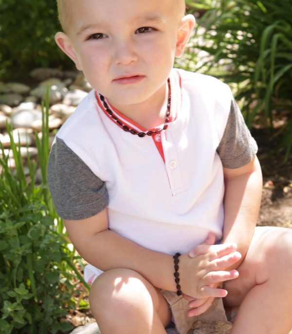 Amber Teething Bracelet for Teething Babies and Toddlers (Dark Cognac) - Cherished Moments Jewelry