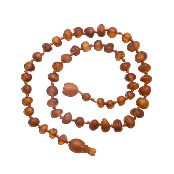 Amber Teething Necklace - Lt. Cherry Unpolished Baroque Raw (ATNU-BQ-Lt. Cherry) - Cherished Moments Jewelry