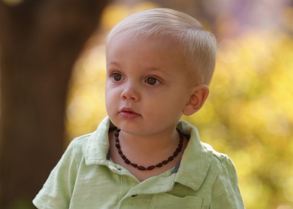 Amber Teething Necklace for Teething Babies or Toddlers (Dark Cognac) - Cherished Moments Jewelry