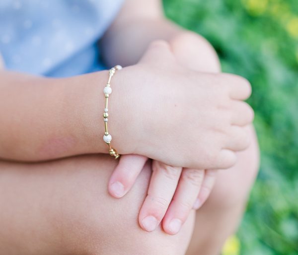 Little Girls 14K Gold-Plated Bracelet with Silver Stardust Beads