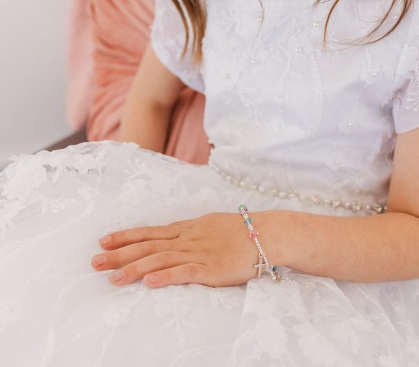 Children’s Crystal Rosary Bracelet with Cross