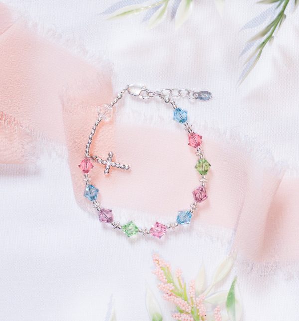 Children’s Crystal Rosary Bracelet with Cross