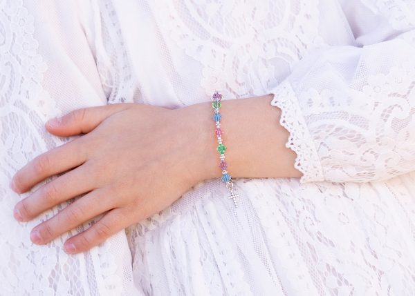 Children’s Crystal Rosary Bracelet with Cross
