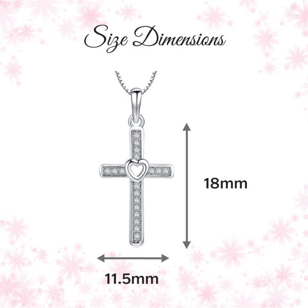 Sterling Silver Children’s Cross CZ Necklace with Open Heart