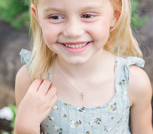 Divinely Devoted Girl’s Sterling Silver Cross Necklace