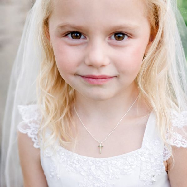 Divinely Devoted Girl’s Sterling Silver Cross Necklace
