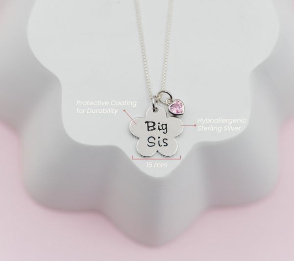 Big Sis and Lil Sis Silver Daisy Necklace