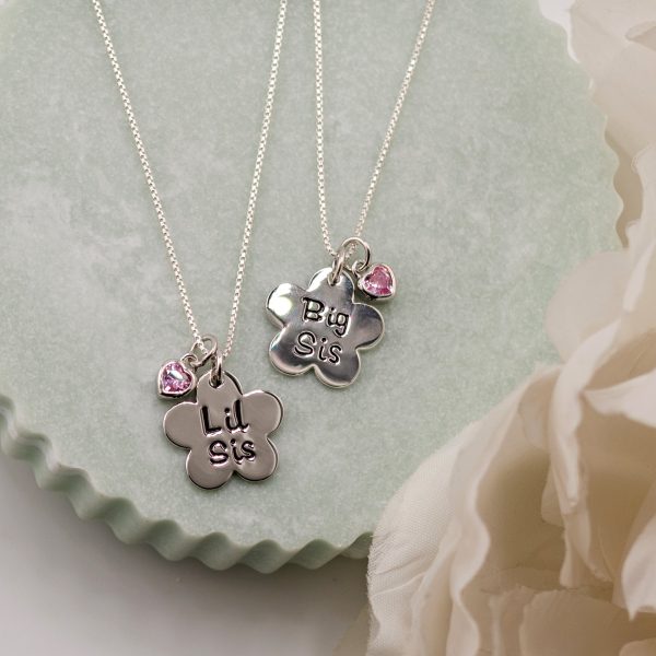 Big Sis and Lil Sis Silver Daisy Necklace