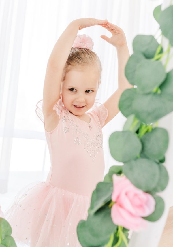 Children’s Sterling Silver Ballerina Necklace with Pink Austrian Crystals for Toddlers, Little Girls Dance Team Recital Gift, Ballet Jewelry