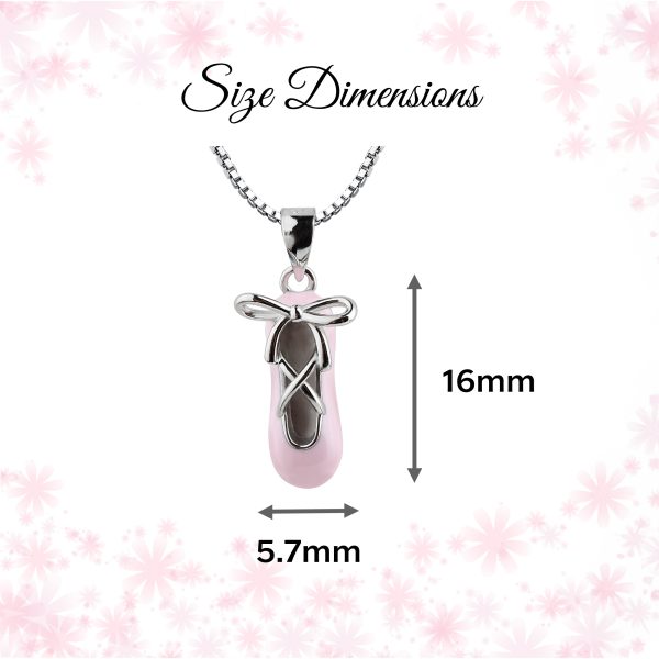 Children’s Sterling Silver Pink Ballet Slipper Necklace for Kids and Girls