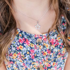 Children’s Sterling Silver Hollow Star Necklace with CZ’s