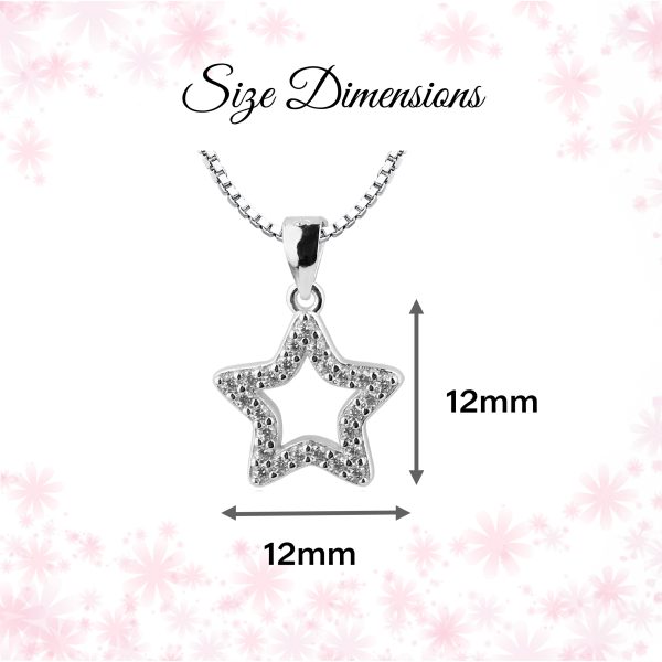 Children’s Sterling Silver Hollow Star Necklace with CZ’s