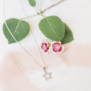 Children’s Sterling Silver Hollow Star Necklace with CZ’s