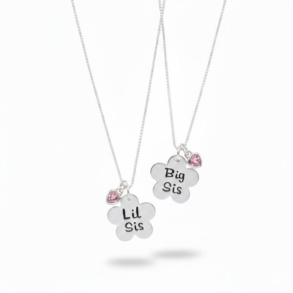 Big Sis and Lil Sis Silver Daisy Necklace