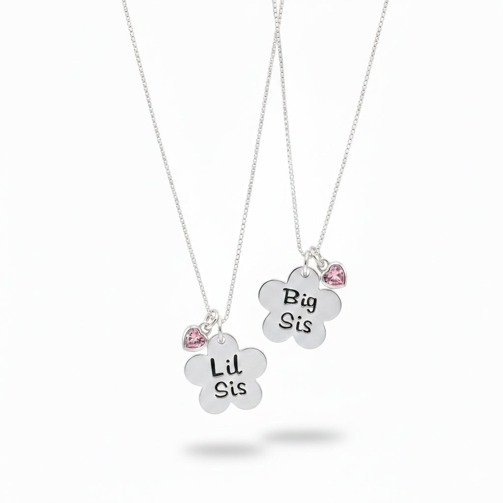 Big Sis and Lil Sis Silver Daisy Necklace