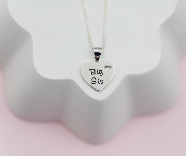 Big Sis and Lil Sis Silver Heart Necklace