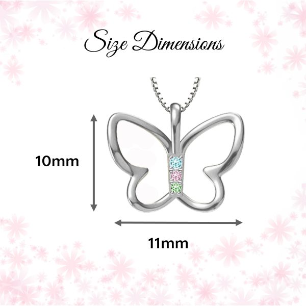 Girls Sterling Silver Butterfly Necklace with Multi-Colored CZ’s