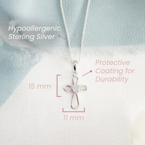 Infinity Heart Cross Necklace for Girl’s with Heart Cubic Zirconia