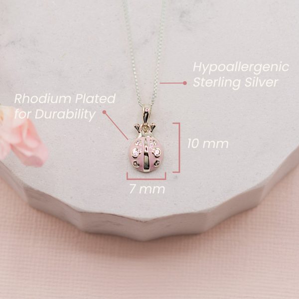 Pink or Red Ladybug Necklace for Little Girls
