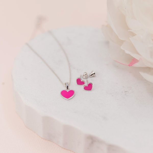 Children’s Hypoallergenic Gold Plated or Silver Fuchsia Pink Heart Earrings