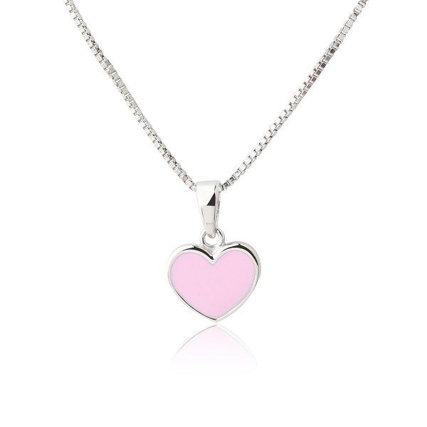 Children’s 14K Silver or Gold-Plated Fuchsia Pink Heart Necklace for Girls & Kids