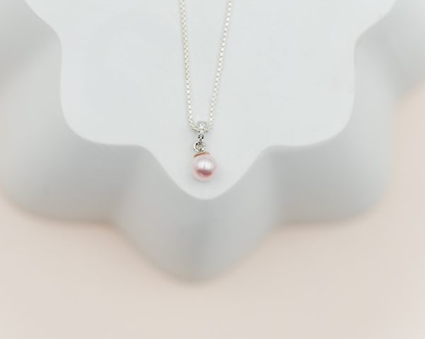 Sterling Silver Child’s Pink Pearl Necklace
