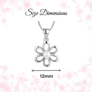 Sterling Silver Daisy Necklace with White Pearl for Girls