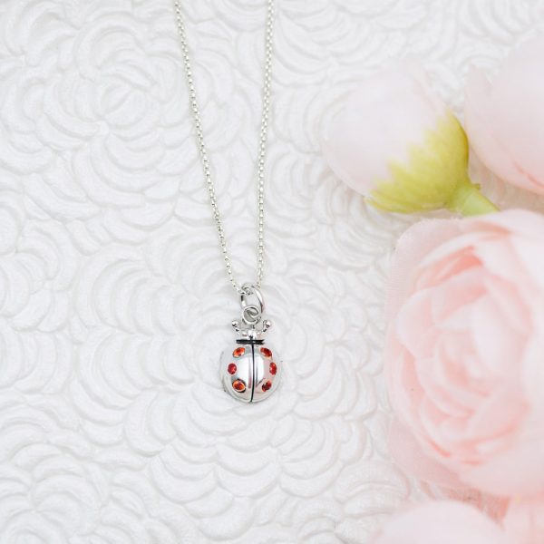 Pink or Red Ladybug Necklace for Little Girls