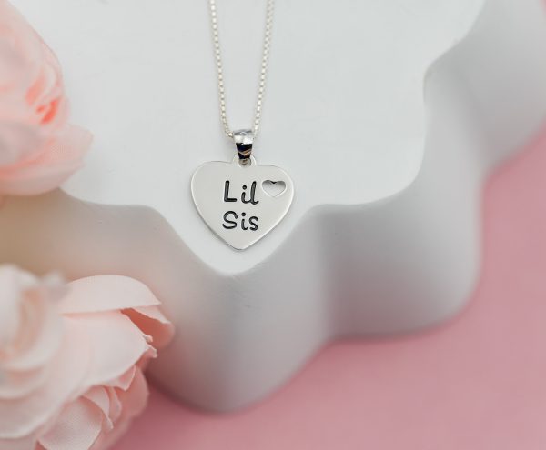 Big Sis and Lil Sis Silver Heart Necklace