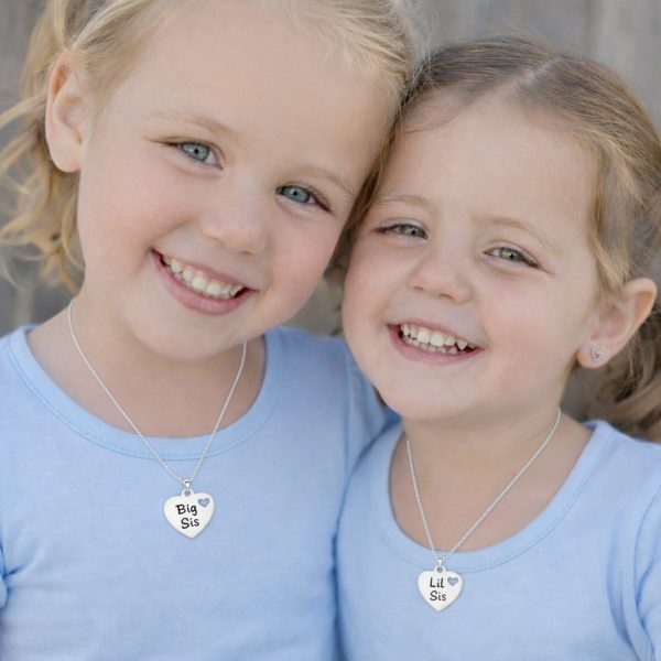 Big Sis and Lil Sis Silver Heart Necklace