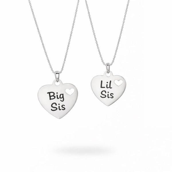 Big Sis and Lil Sis Silver Heart Necklace