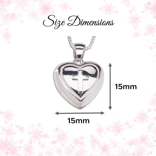 Sterling Silver Children’s Heart Locket with Cross