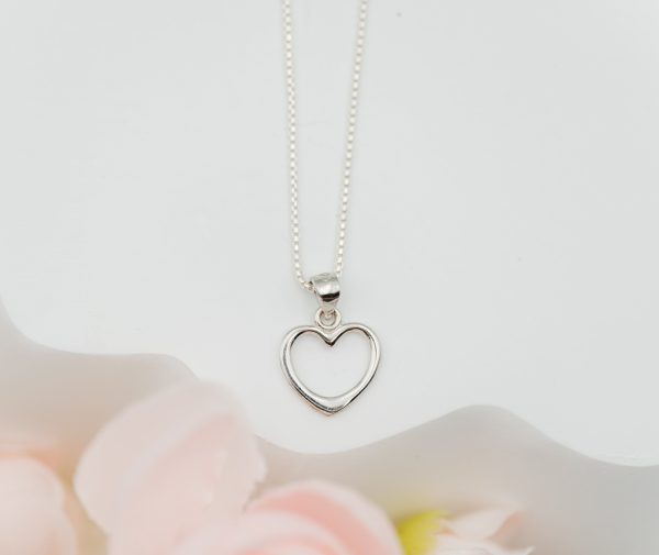Sterling Silver Children’s Hollow Heart Necklace
