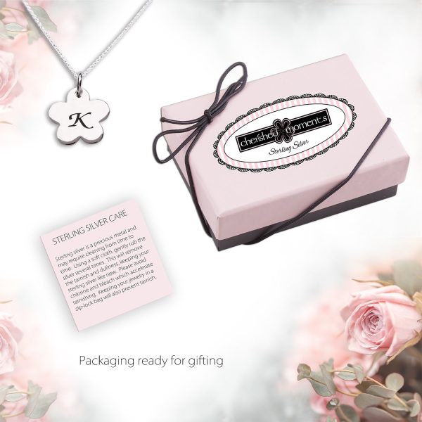 Sterling Silver Initial Daisy Necklace for Little Girls