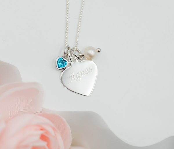 Sterling Silver Heart Necklace with FREE Engraving