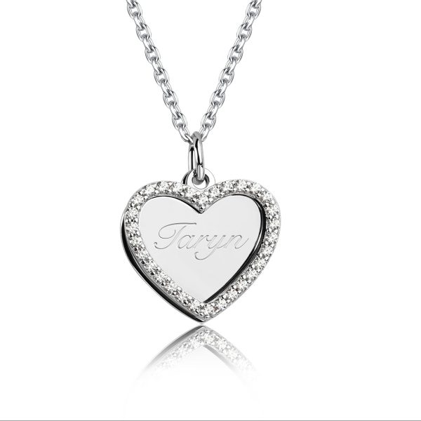 Children’s Sterling Silver Engraveable Heart Necklace for Little Girls