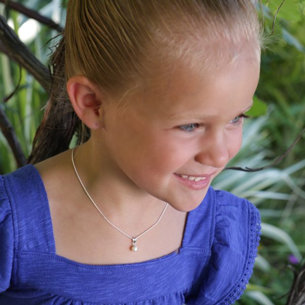 Sterling Silver Girl’s Freshwater Pearl Necklace-White