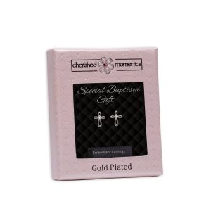 Sterling Silver Baptism Cross Earrings - Cherished Moments Jewelry