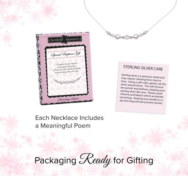Sterling Silver LDS Baptism Necklace with Pearl Hearts (6-12 years)