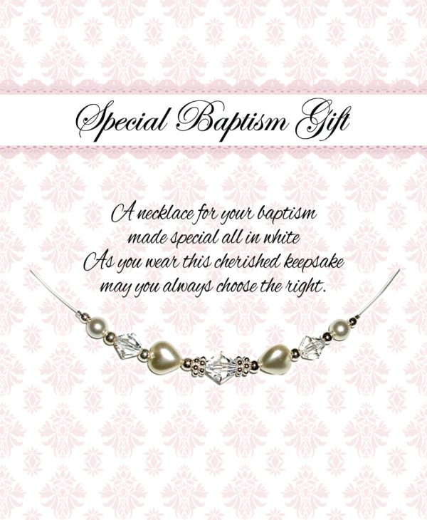 Sterling Silver LDS Baptism Necklace with Pearl Hearts (6-12 years)