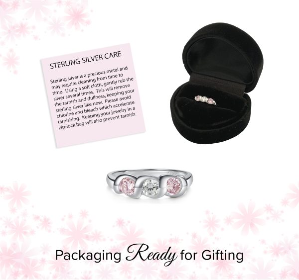 Sterling Silver Baby Ring with Twisted Band and Triple CZ Stones for Girls