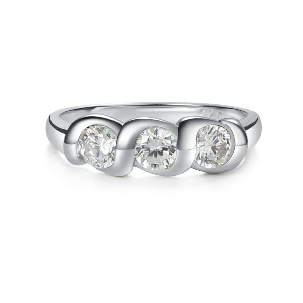 Sterling Silver Baby Ring with Twisted Band and Three CZ Stones for Girls