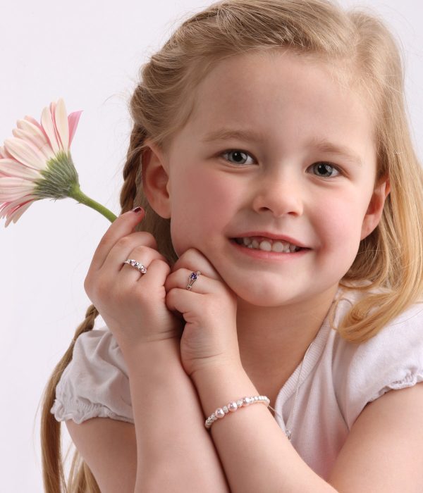 Sterling Silver Baby Ring with Twisted Band and Triple CZ Stones for Girls