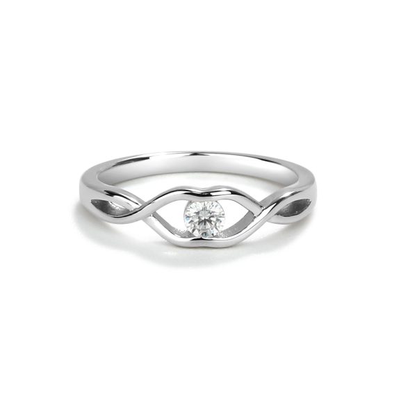 Sterling Silver Baby Ring with Twisted Band and Clear CZ for Girls