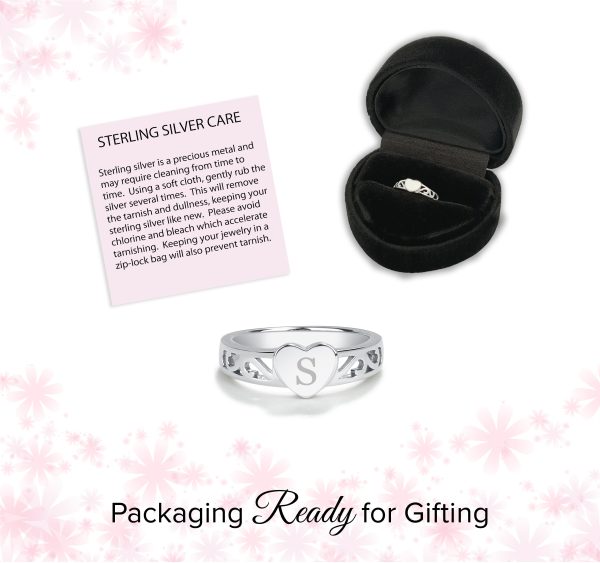 Sterling Silver Personalized Baby Heart Ring – Engraved Initial Heart Ring