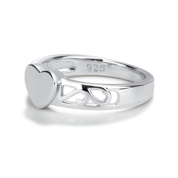 Sterling Silver Personalized Baby Heart Ring – Engraved Initial Heart Ring